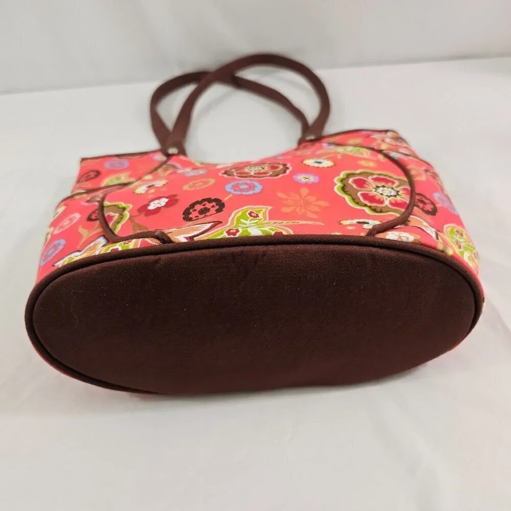 Longaberger Homestead Red Floral Print Snap Close Shoulder Handbag Purse